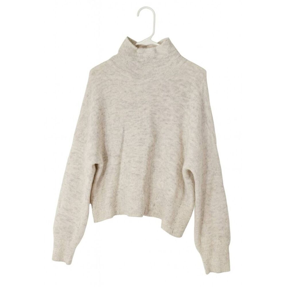 Womens medium sweater alpaca mockneck Samsoe Samsoe oatmeal slouchy boho beige